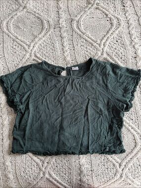 Me to We Dark Forest Green Ruffle Crop Top